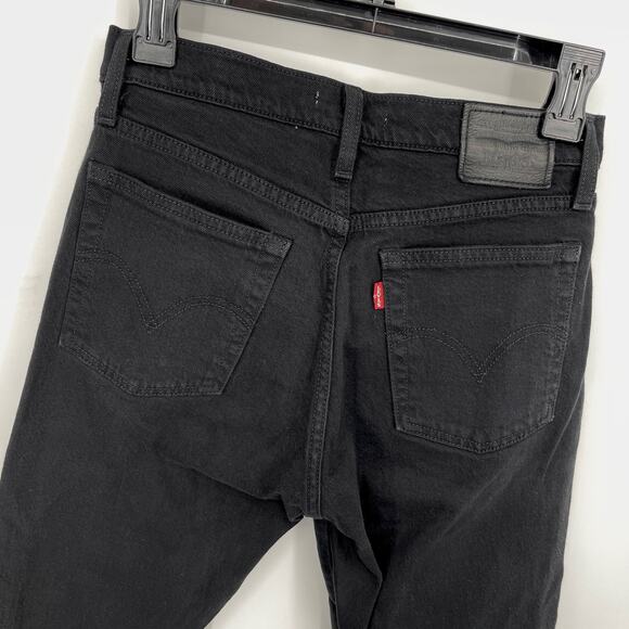 Levi's Premium Wedgie Straight Jeans Womens Sz 25 Button Fly Black Denim - Picture 5 of 8